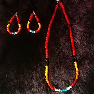 Set! Earrings and Necklace with an aztec theme